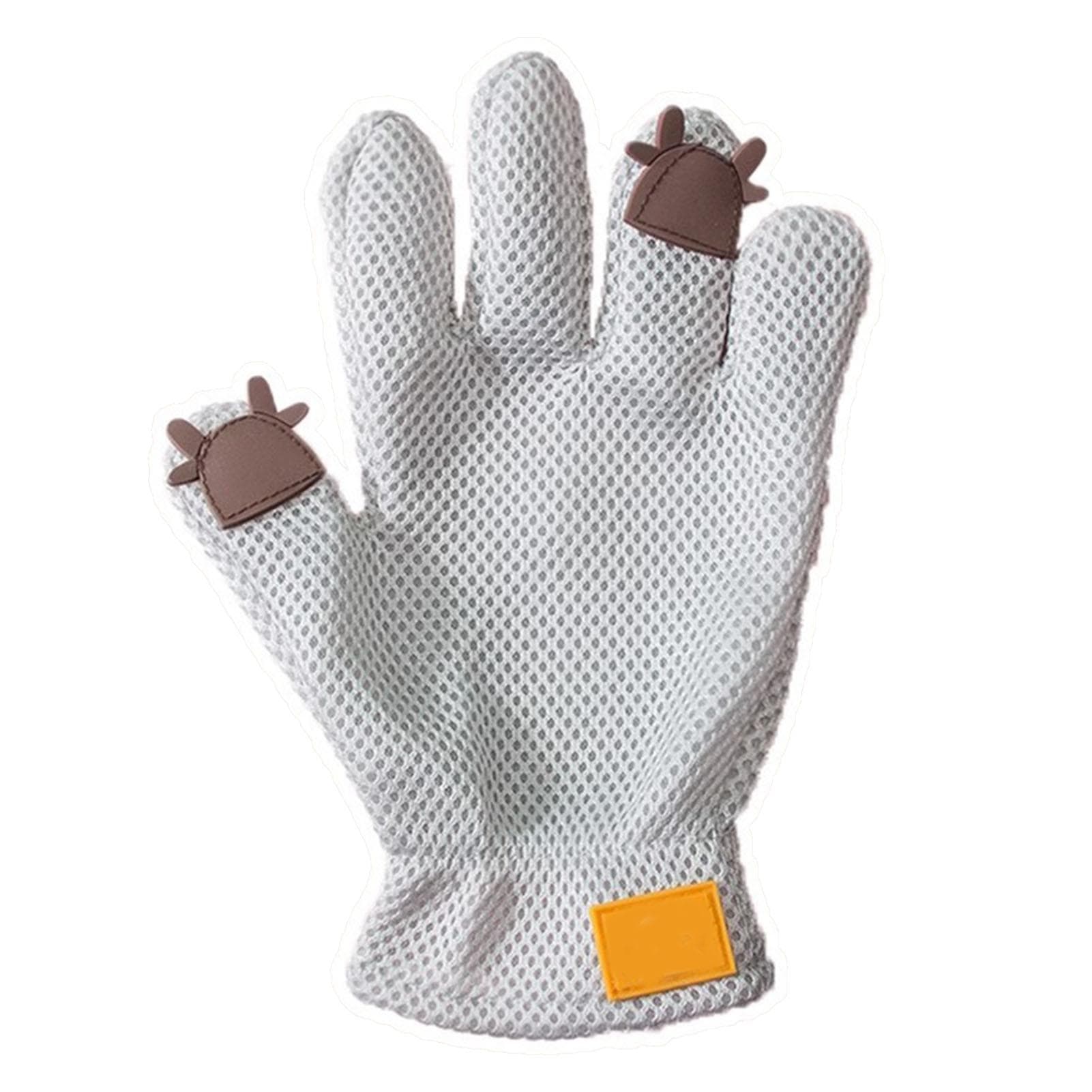 Cat Dog Hair Glove Pet Fur Remover Glove Silicone Brush for Bath Massage Grooming Shedding Right gray
