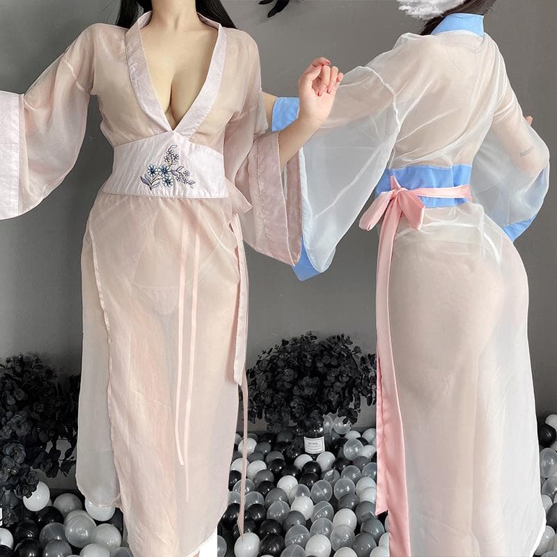 Sexy Pajamas for Women New Chinese Style Contrast Sexy Pajamas Women's Underwear Exotic Dress Women One Size pink