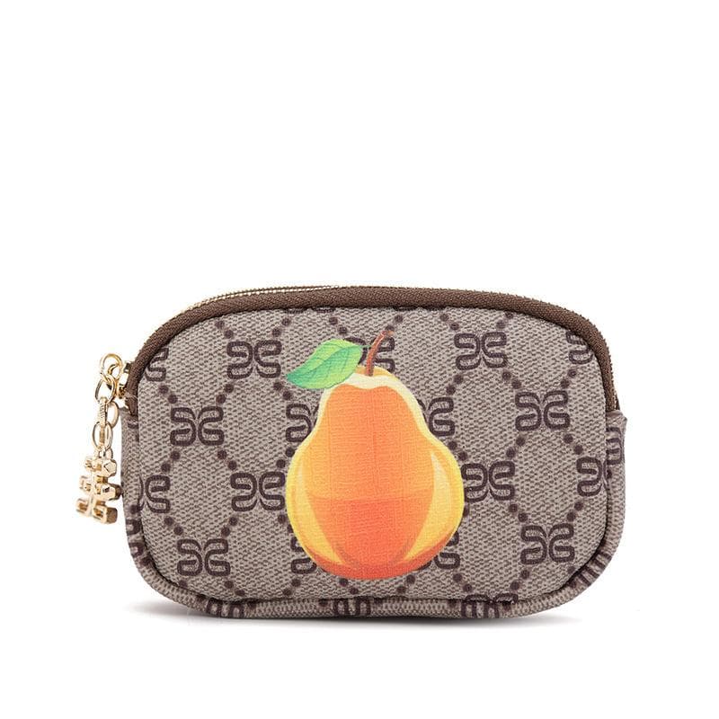 Short Wallet, Women's Fruit Print Small Wallet, Square Zipper Wallet, Women's Coin Purse