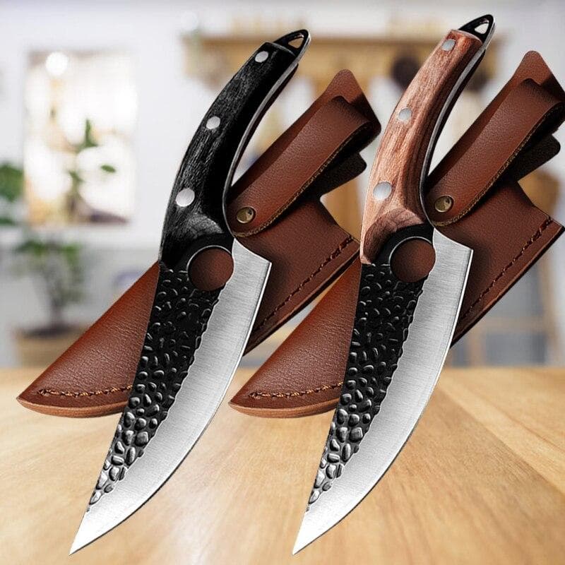 Handmade Stainless Steel Kitchen Chef Boning Knife Fishing Knife Meat Cleaver Cooking Cutter Butcher Knife 2pcs