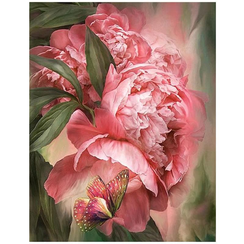Round Drill Peony Modern Home Decoration Diy Diamond Painting Flowers Needlework Diamond Embroidery 20X30CM