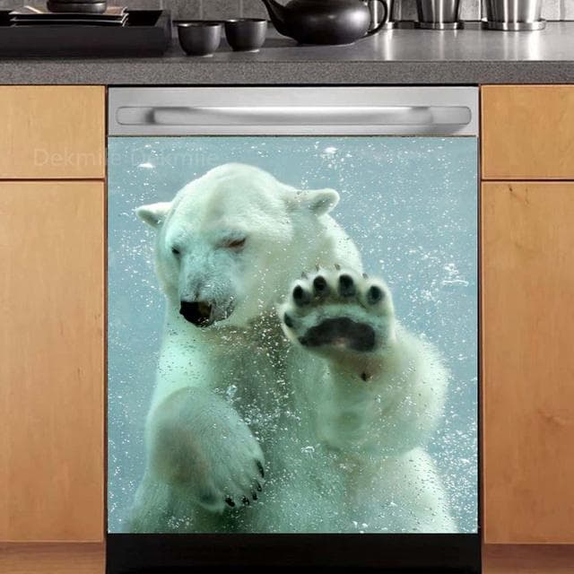 3D Retro Beer Dishwasher Refrigerator Internal Pattern Freeze Sticker Art Fridge Full Door Cover Wallpaper Kitchen Wall Stickers 60X66cm 23X26inch