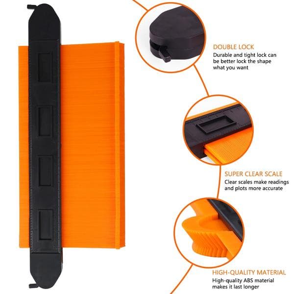 Plastic Contour Gauge Shape Duplicator Profile Copy Contour Gauges Woodworking Tools Outline Gauge Copy Profile Tool Tiling Laminate Tiles 14cm orange