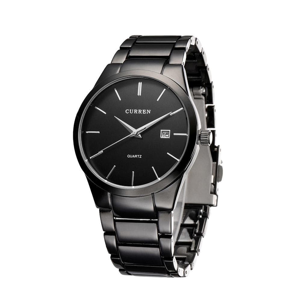 CURREN Vintage Wristwatch Simple Dial Plate Stainless Steel Watch Daily Waterproof with Calendar