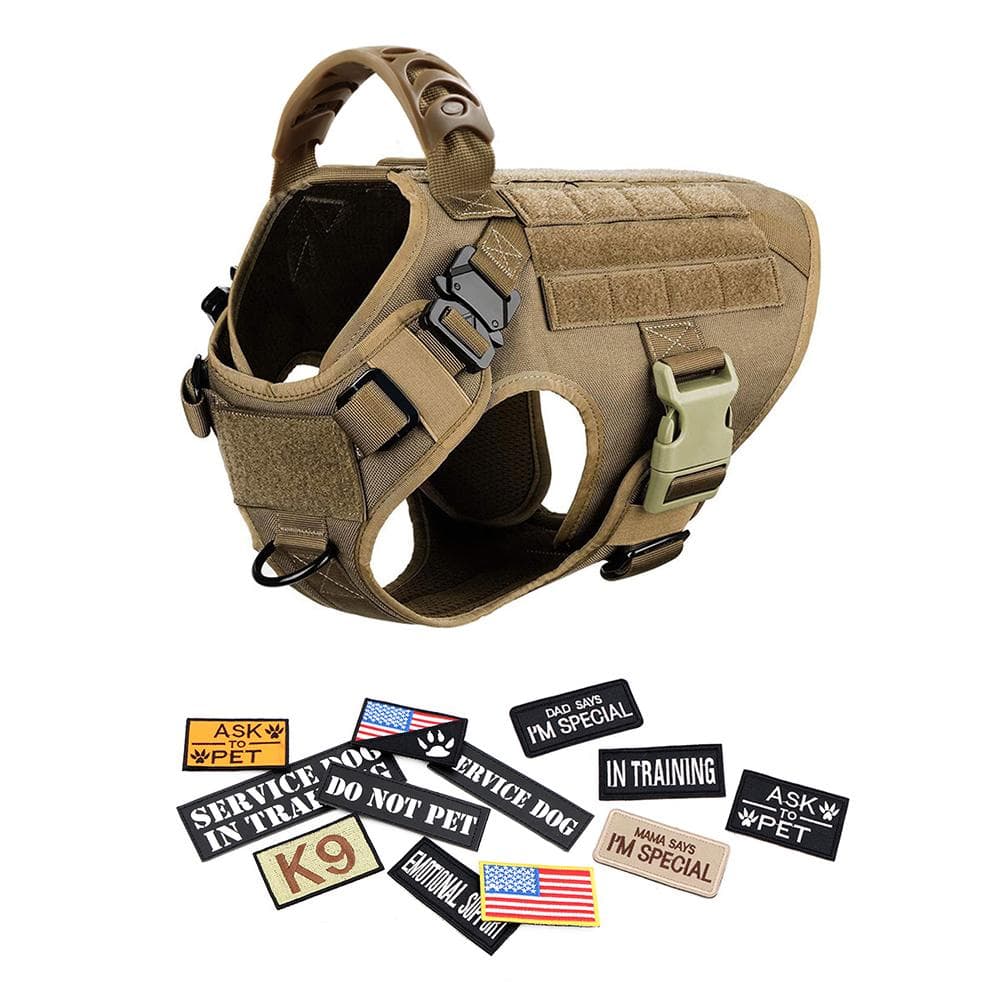 Military Large Dog Harness Collar Leash Bags Patches Set Pet Malinois Training Vests Tactical Dogs Harnesses Accessories L