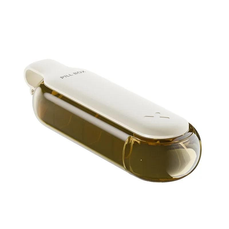 2 in 1 Portable Pill Taker Remover With Medicine Box Household Gadgets Tablets Pills Assistance Tool Pill Dispenser beige