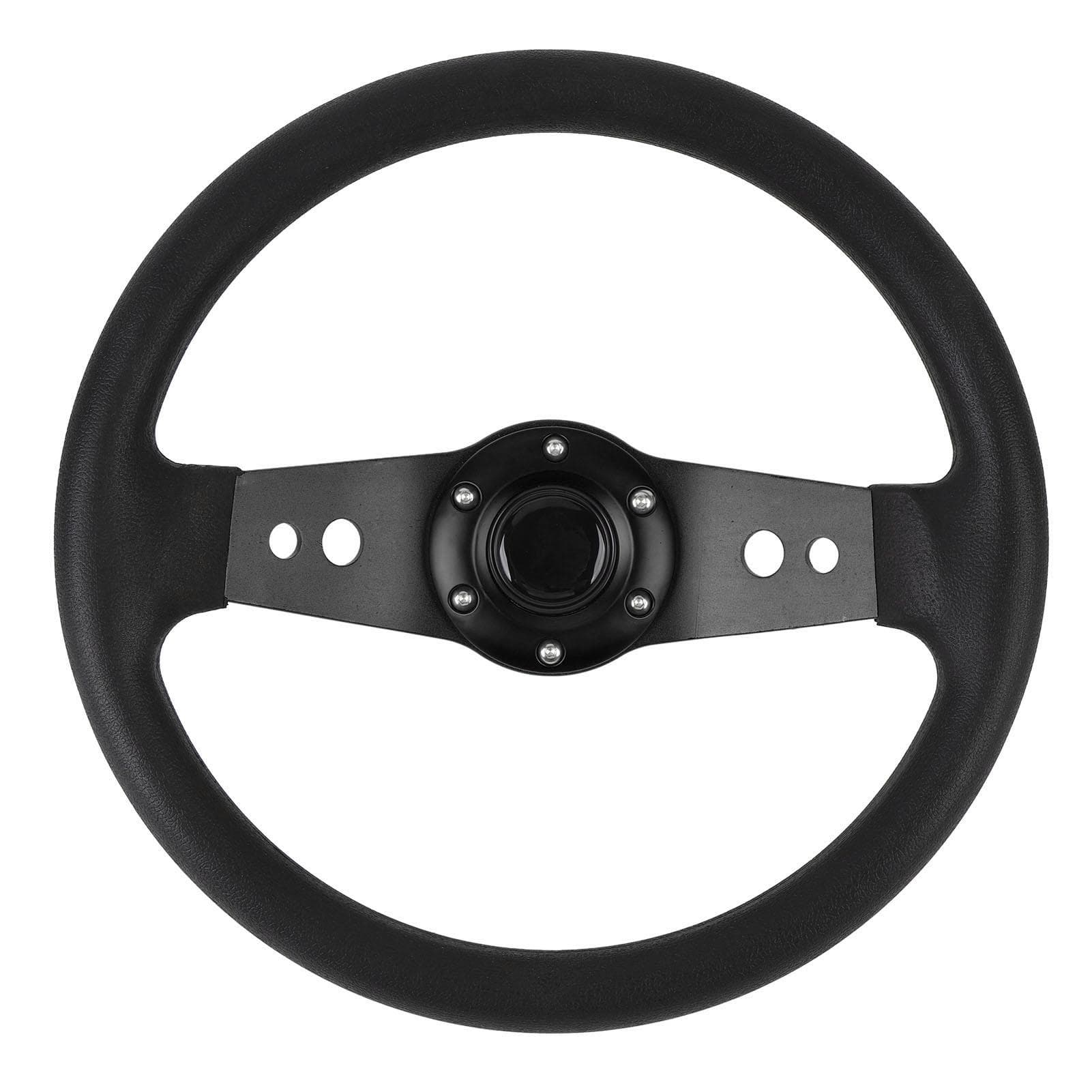 13in Car Steering Wheel PU Stylish Look Impact Resistant Enhanced Grip Easy Installation Racing black