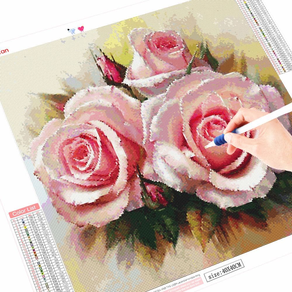 5D Diamond Painting Full Round Flower Diamond Embroidery Rose Cross Stitch Scenic 30x30CM