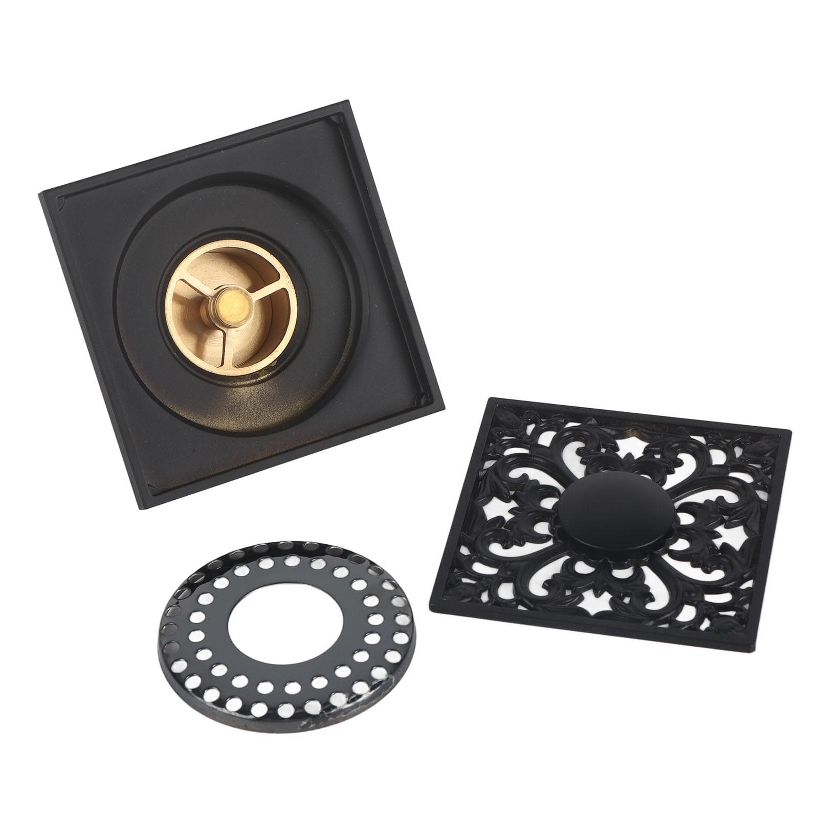 Floor Drain Quadrate Antique European Style Copper Stainless Steel Odor Proof Insect Proof for
