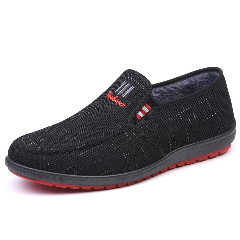 Cloth Shoes Men's Cotton Shoes Low-cut Plus Velvet Thickened Warm Elderly Men's Shoes Winter Flat Slip-on Work Shoes 44