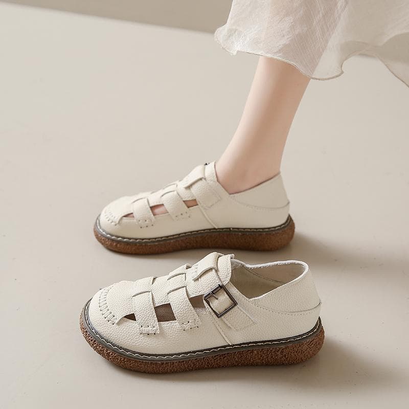 Women Moccasins Leather Shoes Driving Comfort Flats Casual Roman Sandals Walking Minimalist Summer Maternity Shoes for Woman EU:38 ivory