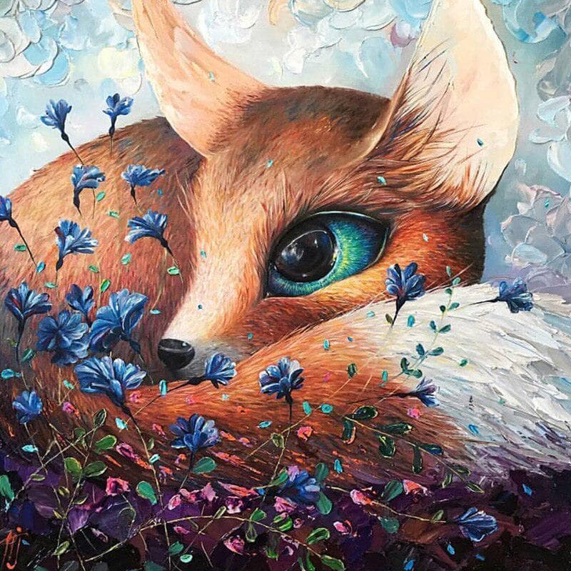 Full Round Drill 5D DIY Diamond Painting Cross Stitch fox Diamond Embroidery 30x30CM