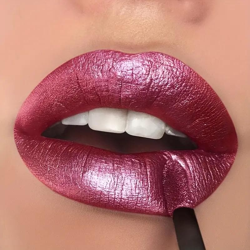 Pearlescent Lipstick Long-lasting Highly Pigmented Lip Gloss Matte Liquid Lip Glaze Non-stick Cup Red Easy To Color Lipstick for Women's Daily Makeup 03#