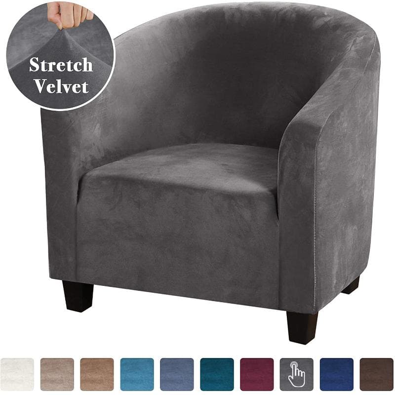 High Stretch Sofa Cover Velvet Tub Chair Cover Skid Resistance Furniture Protector Stretch Fabric Super Soft Couch Slipcover dark grey