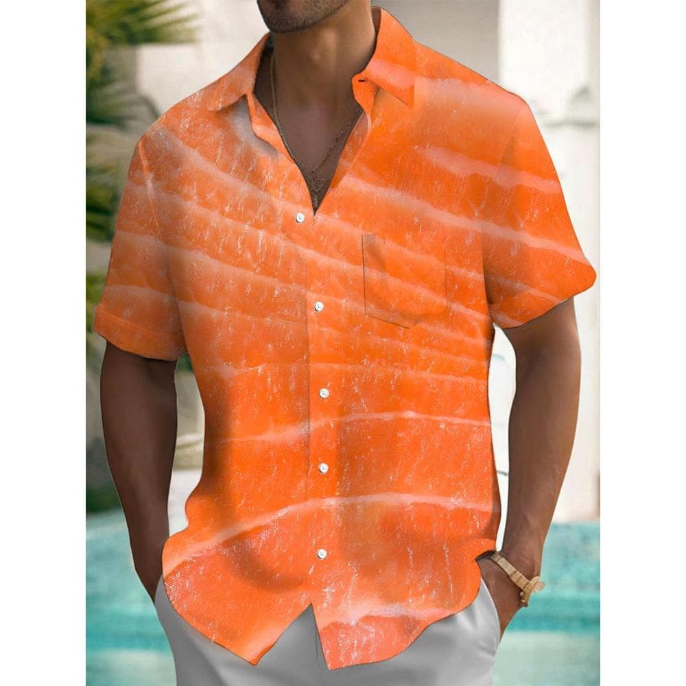 Summer Hawaiian Spring/Summer Fashion Mens Shirt Leisure Street Walk Tourist Beach Printed Full Open Short Sleeve Button Shirt XXXL