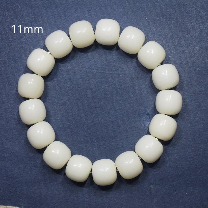 Natural White Jade Bodhi Old Bucket Bead Hand String Bodhi Son Buddha Bead Lucky Hand String