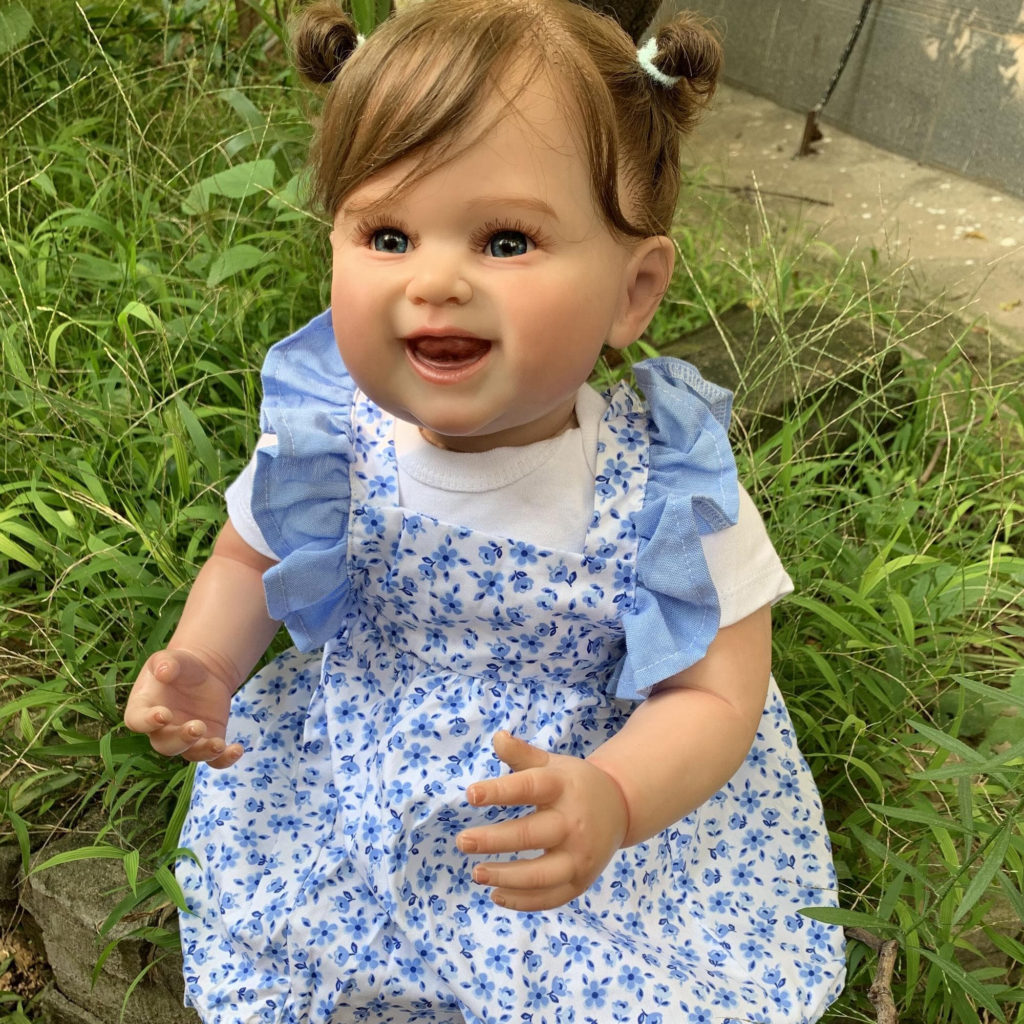 BZDOLL 55CM 3D Paint Skin Visible Veins Soft Silicone Reborn Baby Doll Toy For Girl Lovely Smiling Princess Bebe Alive Birthday Gift 55cm 3D-paint Skin Doll