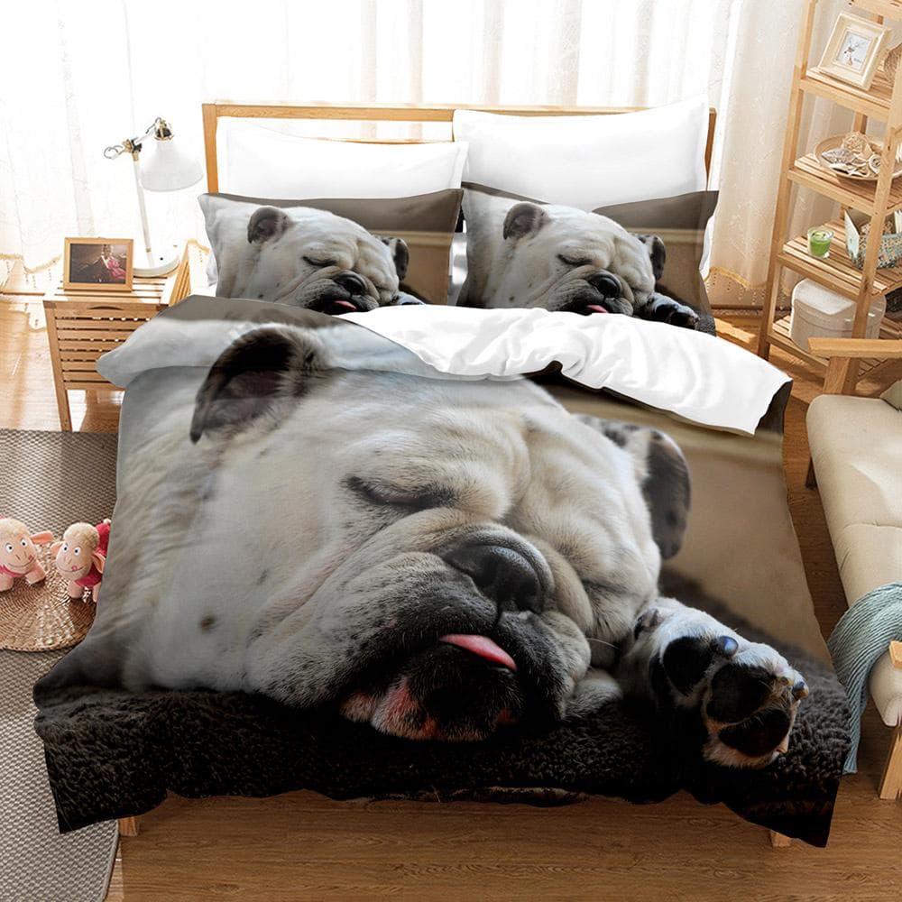 3D The Bulldog Bedding Sets Duvet Cover Set With Pillowcase Twin Full Queen King Bedclothes Bed Linen EU single(135x200cm)