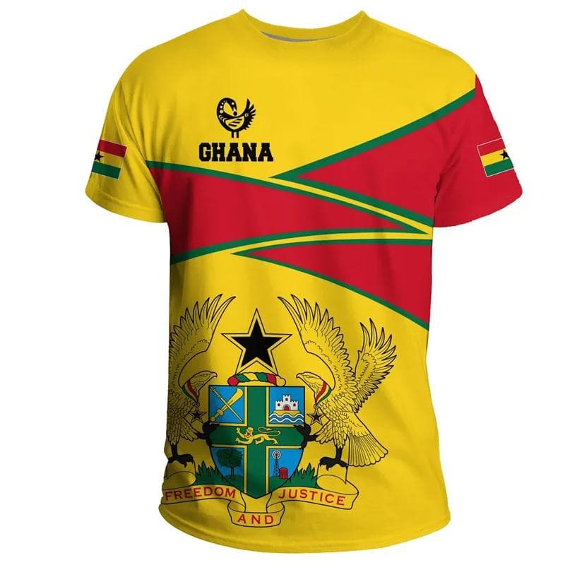 Summer New Tigre African Country Flag Men's Print T-Shirt Ghana National Emblem Graphic Casual Oversized Tshirts Male Tees Tops XS