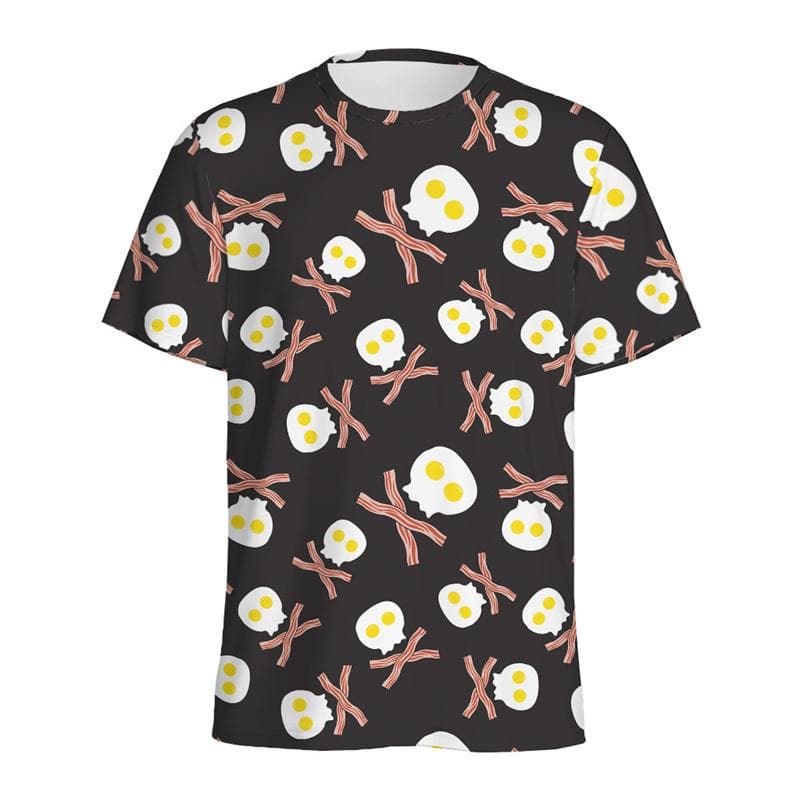 Multi Color Eggs 3D Printed T Shirt For Men Womens Kids Cartoon Fried Egg Graphic Tees Tops Short Sleeves Round Neck T-shirt XL