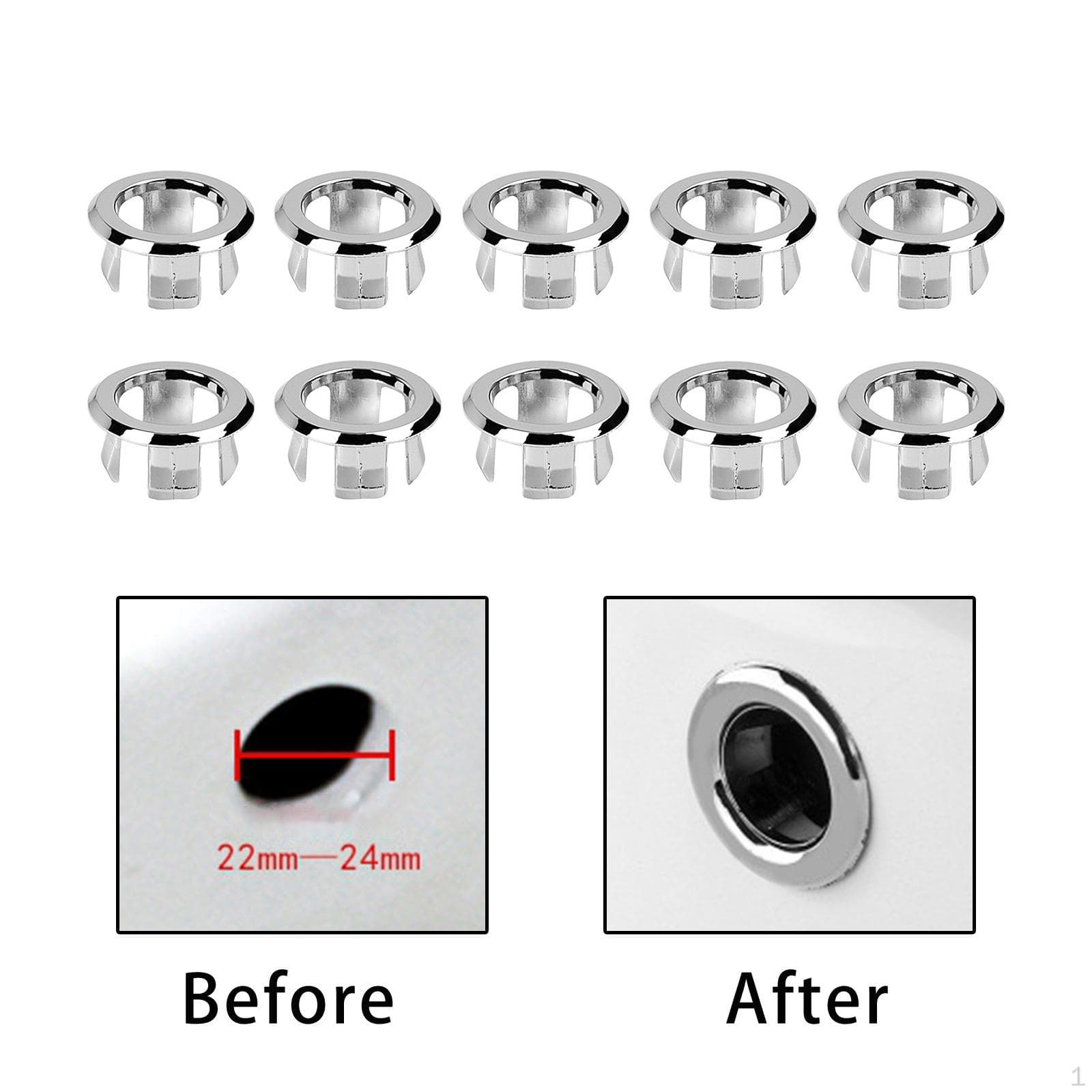 10 Sink Trim Ring Replacement Hole Cover Overflow Cap for Bathtub Hollow