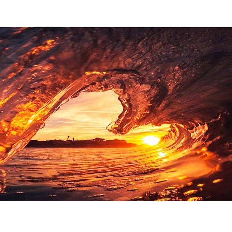 5d Diy Diamond Painting Sunset Sea Scenery Diamond Embroidery Ocean Wave Landscape Cross Stitch 20X30CM