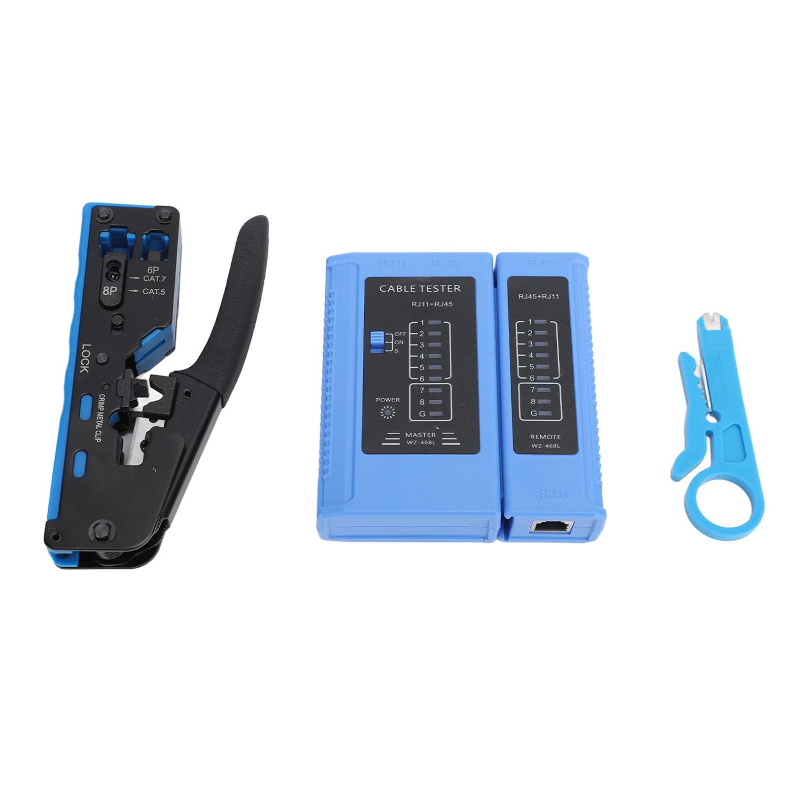 RJ45 Crimp Tool Kit Network Cable Crimping Cutting Stripping Tool with Tester for Cat5e Cat6 Cat6a