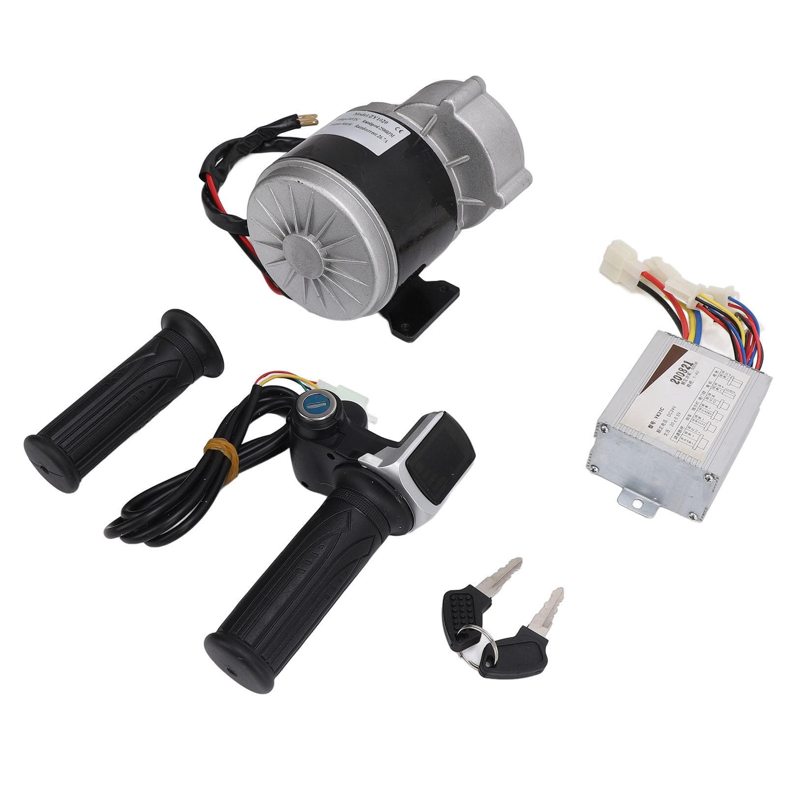 ZY1020 24V 500W 13T Gear Reduction Electric Motor Electric Bike Controller Throttle Grip with Power