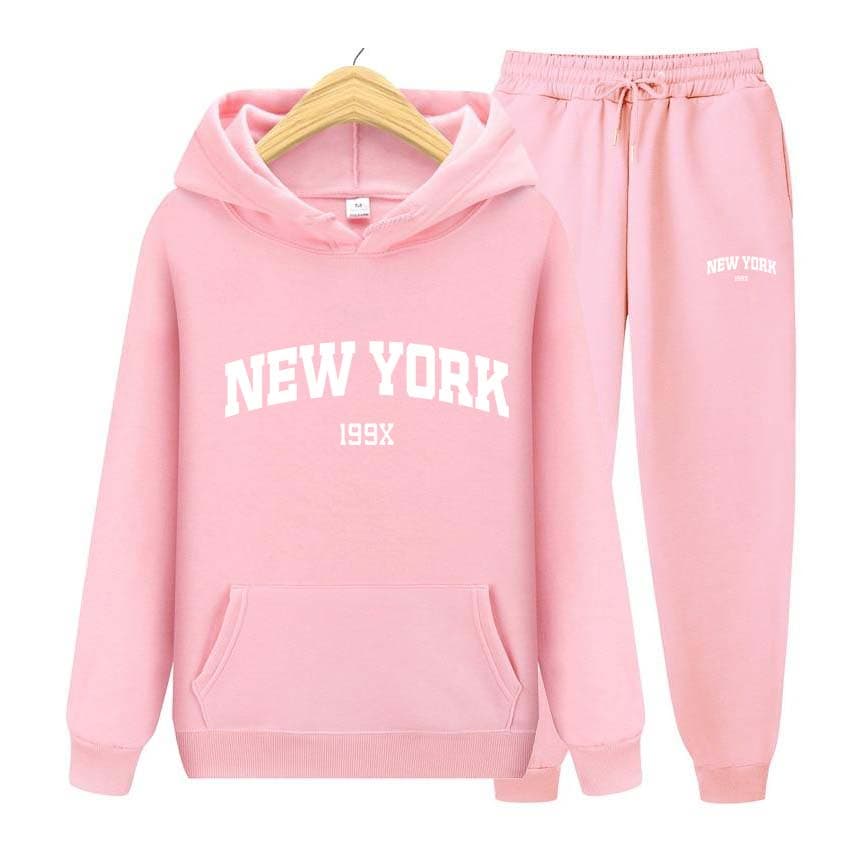 Tracksuit 2 Pieces Set 199X New York Print Sweatshirt Hoodies Sweatshirt+Pants Suit Hoodie Sportswear Jogging Men's Sets S