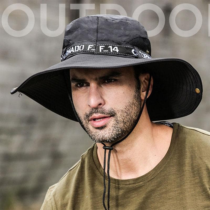 12 Cm Widened Brim Big Brim Hat Summer Outdoor Sun Hat Climbing Sun Hat Sunscreen Hat Quick-drying Windproof Hat one size black