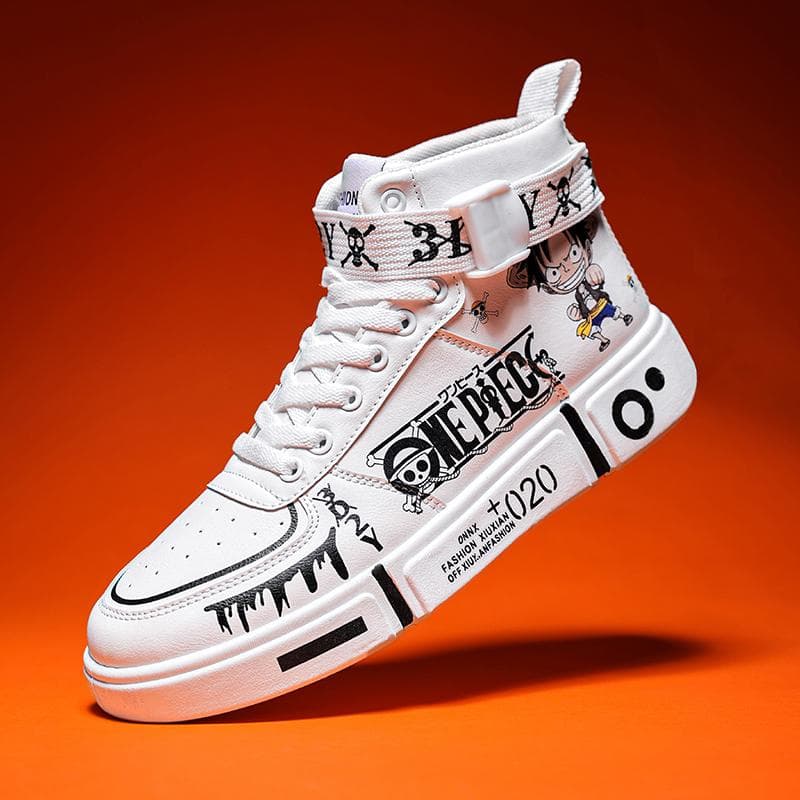 Parent Child Shoes One Piece Men Shoes Running Anime High Top Sneakers for Men Casual Shoes Walking Casual Shoes 37 red