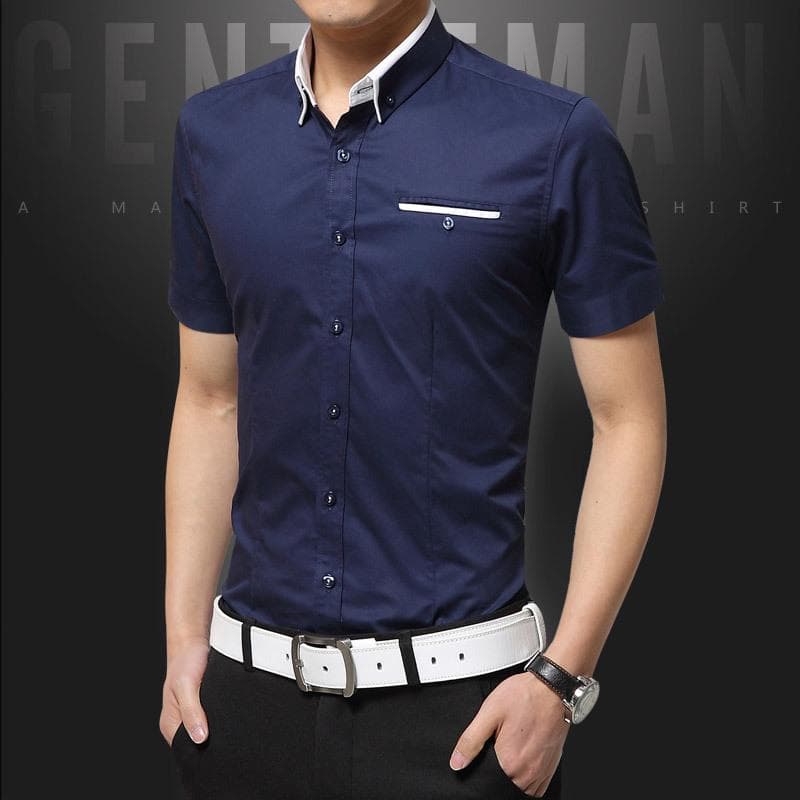 Short -Sleeved Shirts Men 'S Summer Short -Sleeved Men 'S Shirts XXXXL ultramarine blue