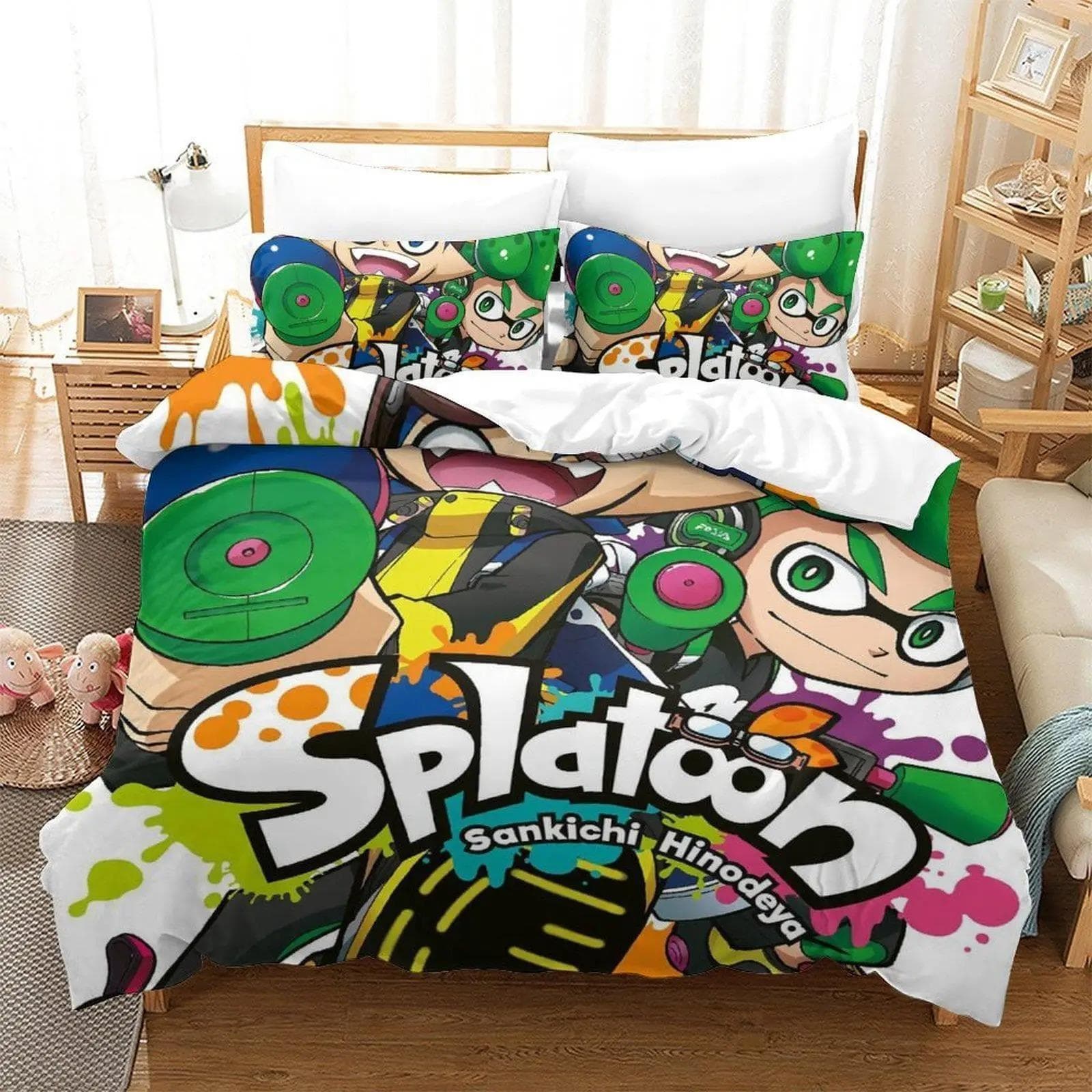 Splatoon 3 Bedding Set Single Twin Full Queen King Size Bed Set Aldult Kid Bedroom Duvetcover Sets 3D Print Anime bed sheet set 70x133cm 2pcs