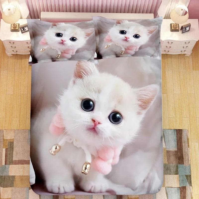 3D Printed Kawaii Kitten Cat Bedding Set Duvet Cover Bedroom Comforter Single Twin King Size Quilt Cover Home Textile 70x133cm 2pcs