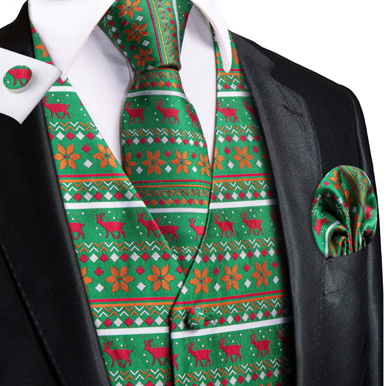 50 Colors Mens Vest Sleeveless V-Neck Pockets Waistcoat Tie Set Wedding Casual S