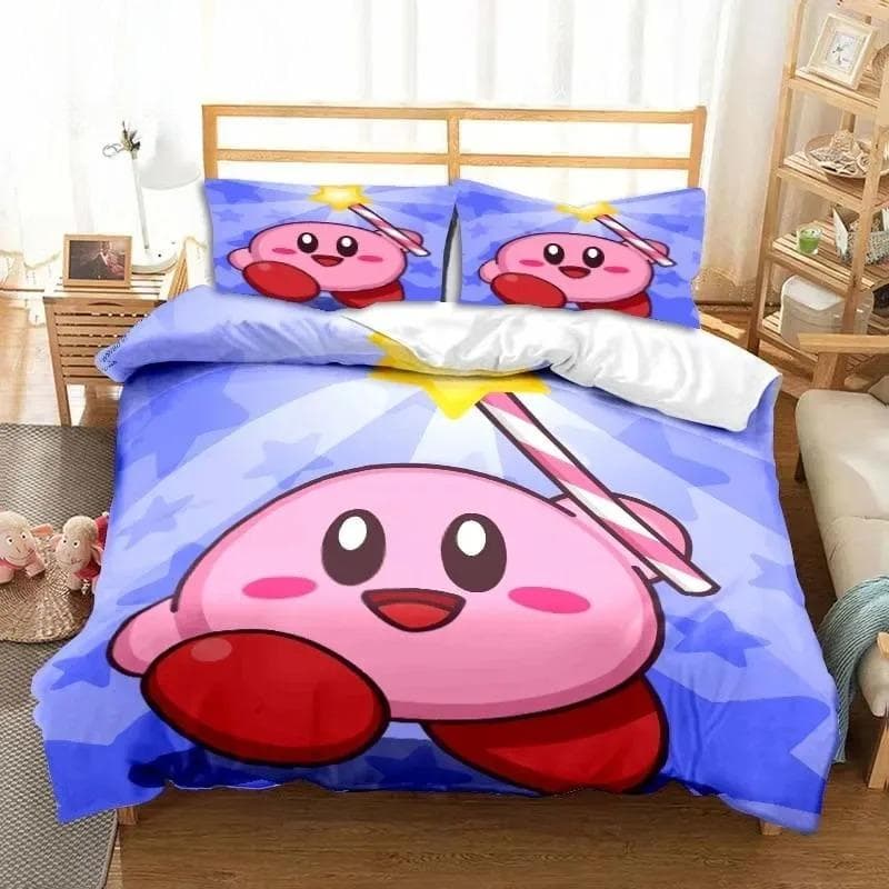 3D Printed Kawaii Cartoon Kirbys Bedding Set Single Twin Full Queen King Size Bed Set Adult Kid Bedroom Bedding Gift 135x200cm 2pcs