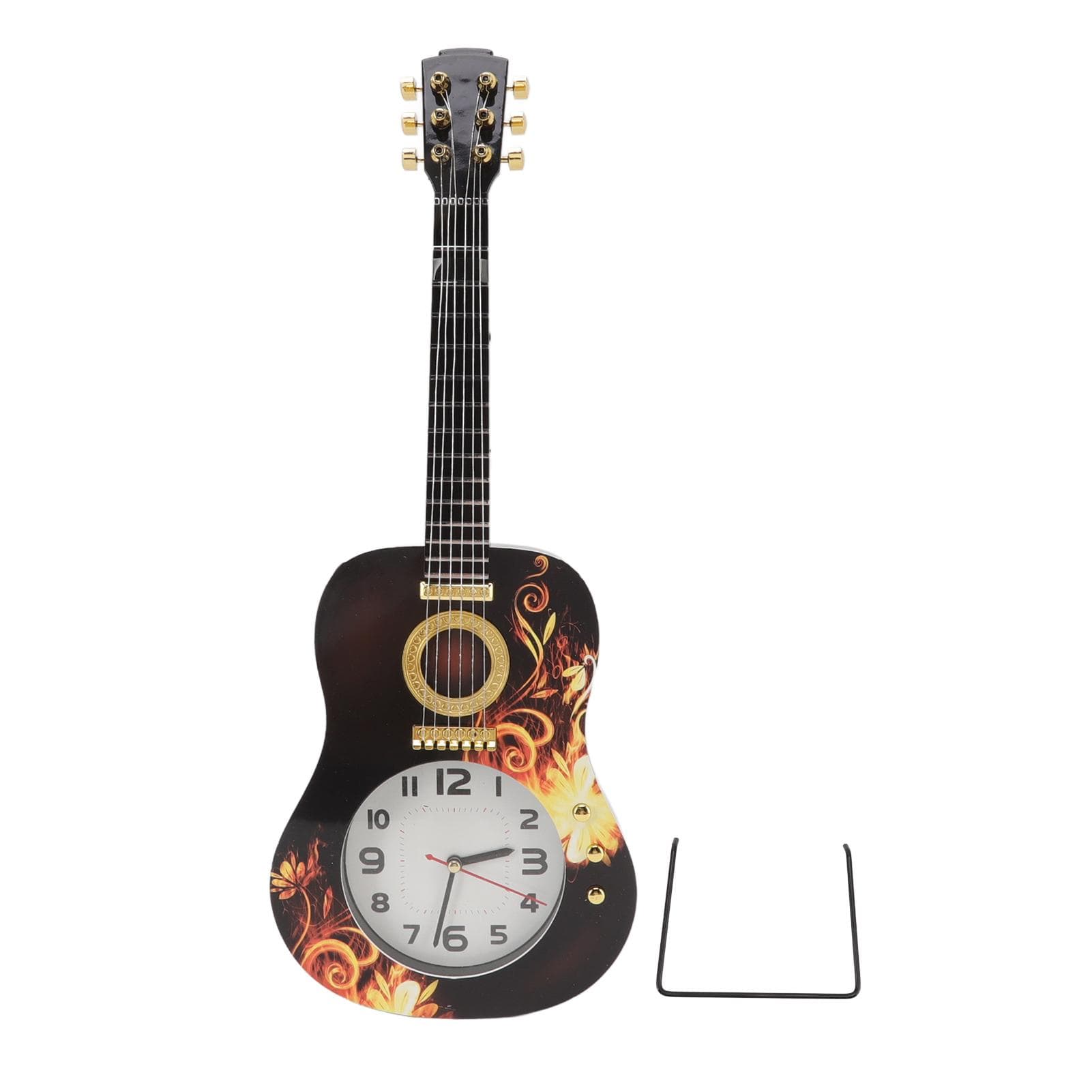 Wall Clock Silent Simulation Ukulele Shaped Decorative Alarm Clock for Bedroom Student Dormitory