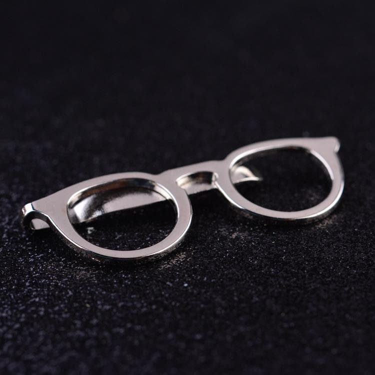 Men Tie Clip Simple Personality Glasses Shape Solid Tone Bar Practical Necktie Clasp Accessories Mens Gift Black Red Tie Clips silver