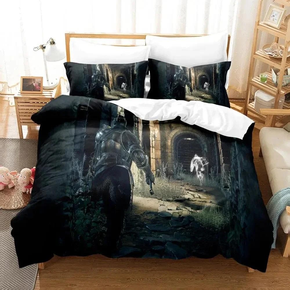 Game Dark Souls Bedding Set Duvet Cover Bed Set Quilt Cover Pillowcase Comforter king Queen Size Boys Adult Bedding Set US Queen 228x228cm