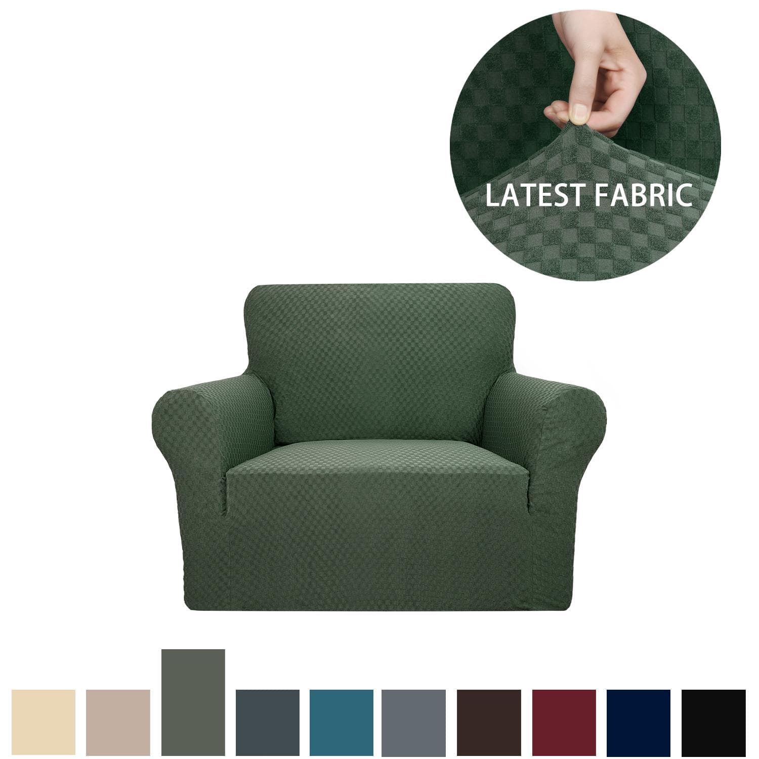 Knitted Square Jacquard Thickened Stretch Sofa Cover Fabric All-inclusive Full Cover Sofa Cushion Cover 1 Seat army green