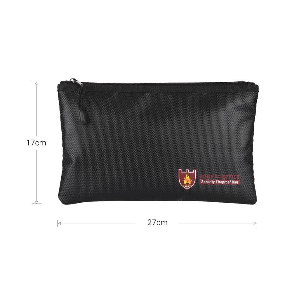 Fireproof Document Bag Silicone Coated Fiberglass Money Bag Pouch Document Holder Water Fire small black