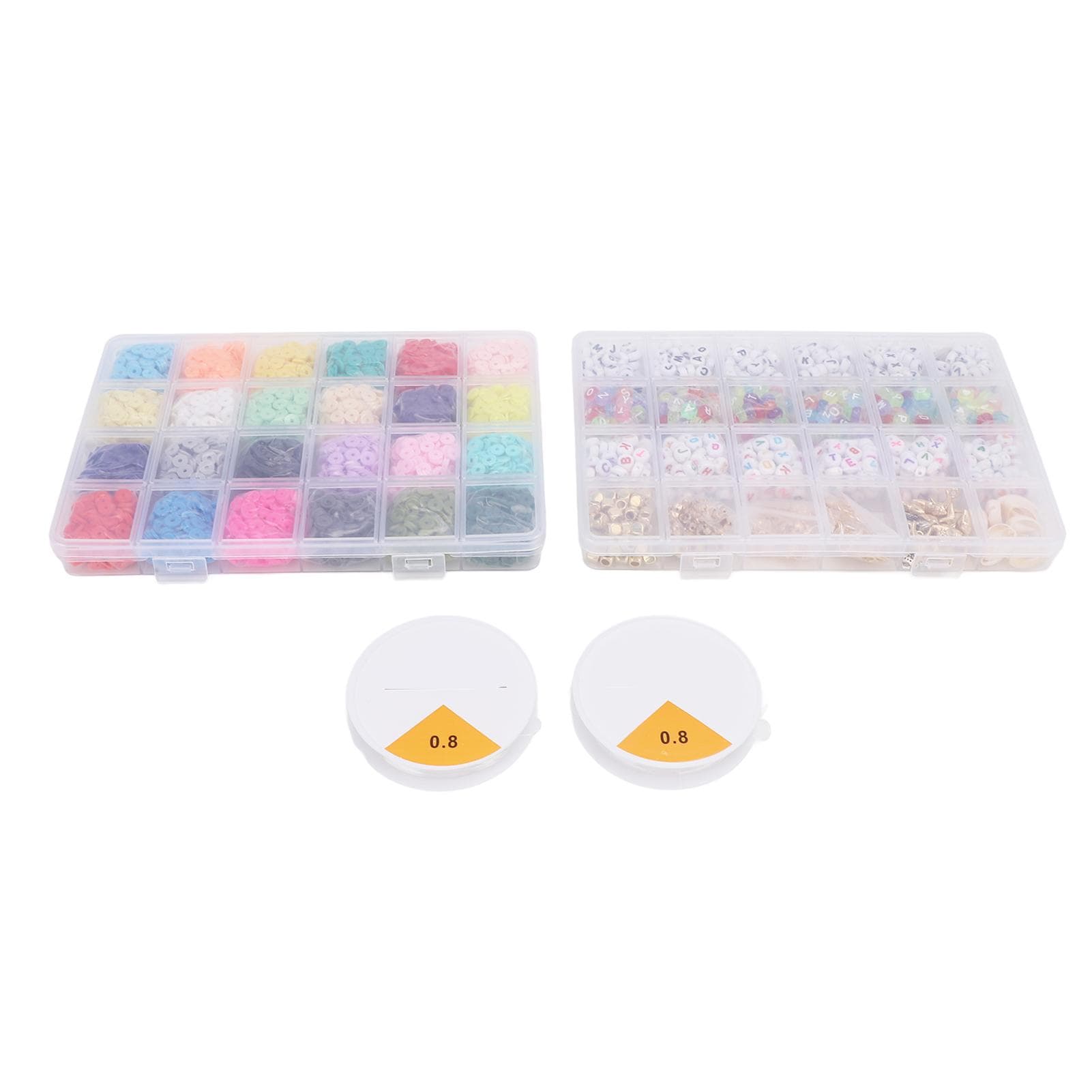 48 Grids Letter Beads Friendship Bracelet Set 24 Colors Clay Beads Jewelry Making Beads Set for