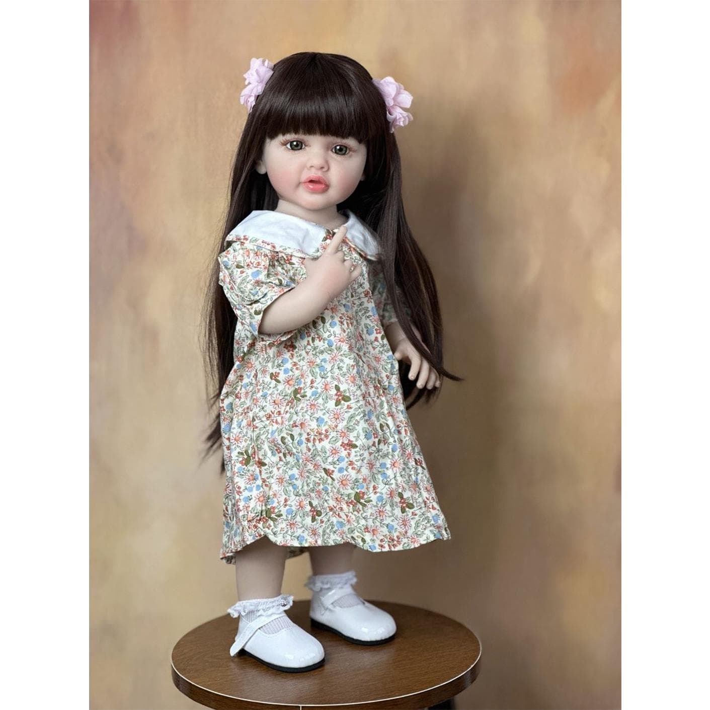 Full Soft Silicone Body 55 CM 22 Inch Reborn Baby Lifelike Girl Long Hair Doll Realistic Princess Toddler Bebe Birthday Gift same as pictures
