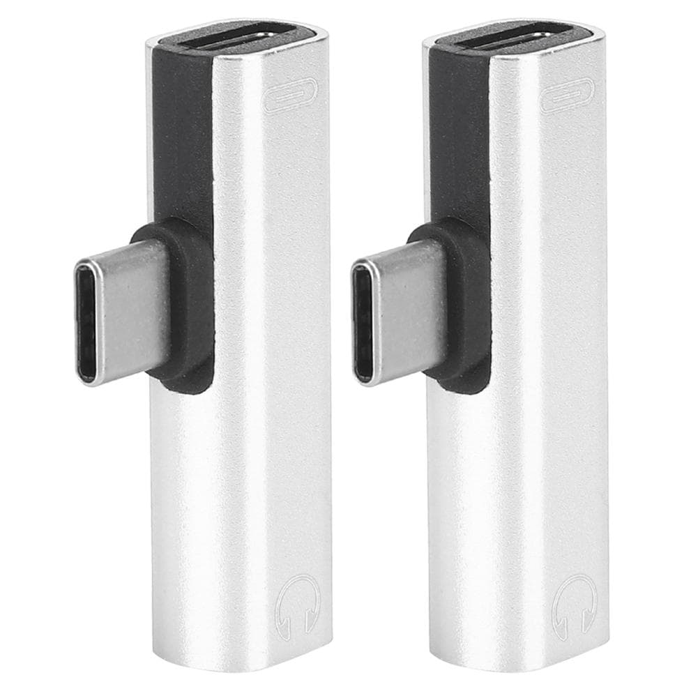 2Pcs 2 in 1 TypeC to 3.5mm Assist o Cable Wire Charger Headset Distributor Adapter(rouge ) silver