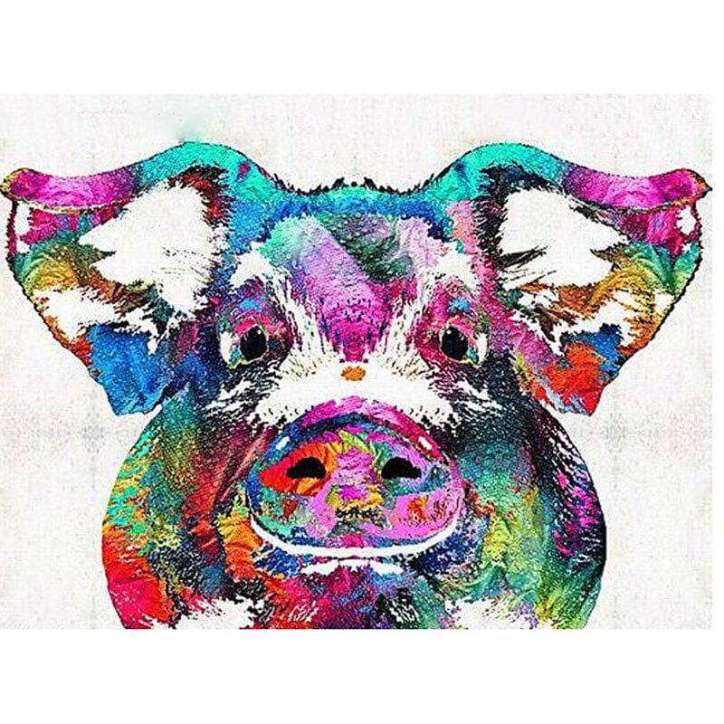 5D DIY Full Round Diamond Embroidery Floral Pattern Pig Round Diamond Painting Cross Stitch 20X30CM