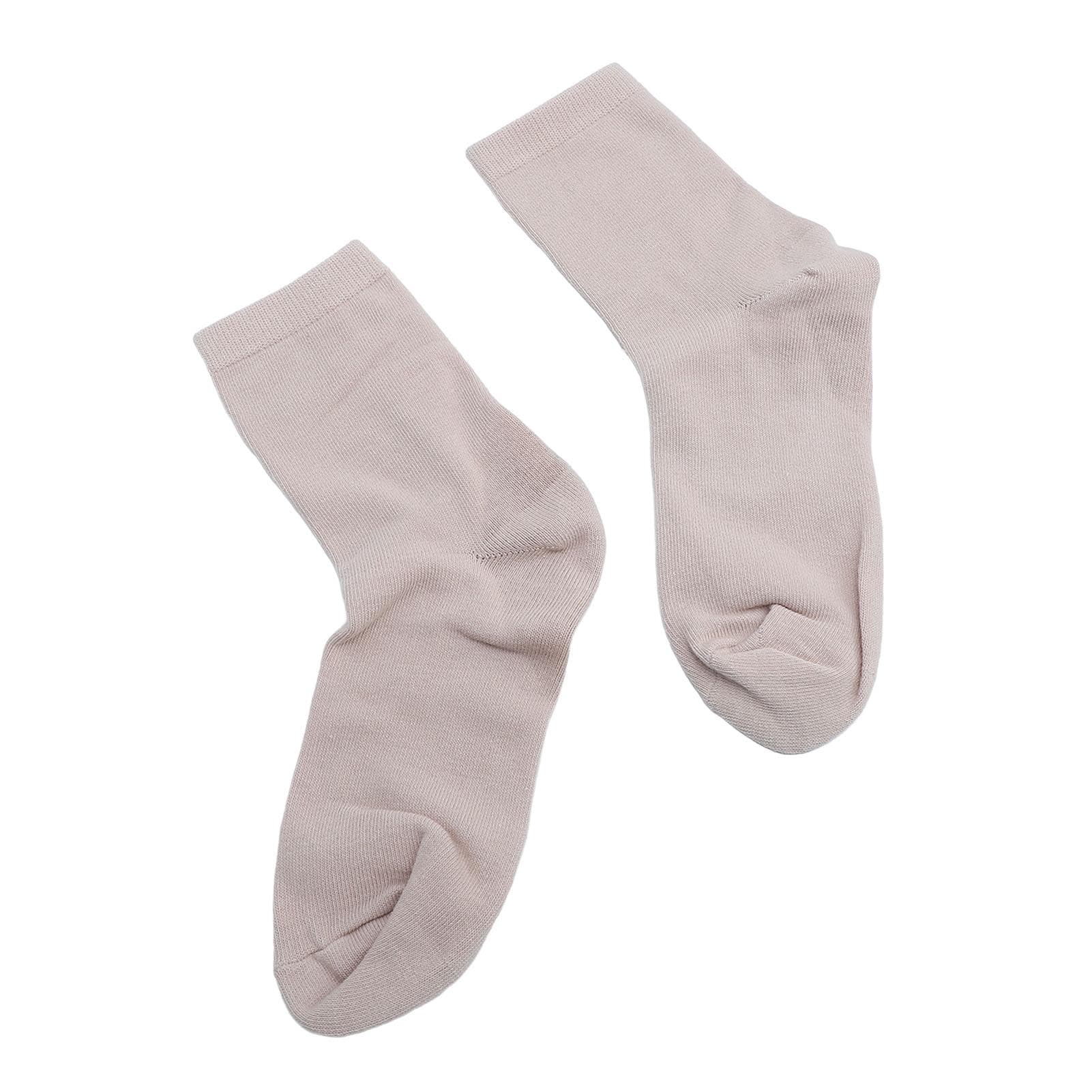 4 Pairs Moisturizing Gel Heel Socks Soft Cotton Solid Color Cotton Gel Heel Mid Calf Socks Gray beige