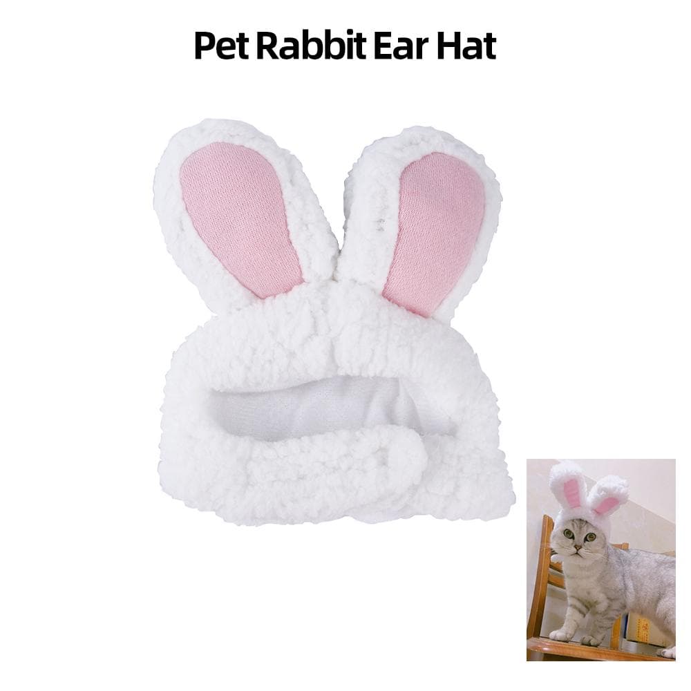Cute Pet Rabbit Ears Hat for Cat Cosplay Clothes Fancy Pet Bunny Cap White