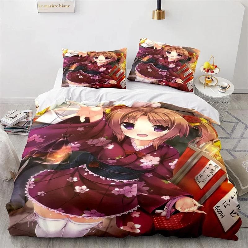 3D Print Kawaii Girl Bedding Set,Duvet Cover Comforter Bed Set Quilt Cover Pillowcase,King Queen Twin Size Boys Girls Adultse 135x200cm 2pcs