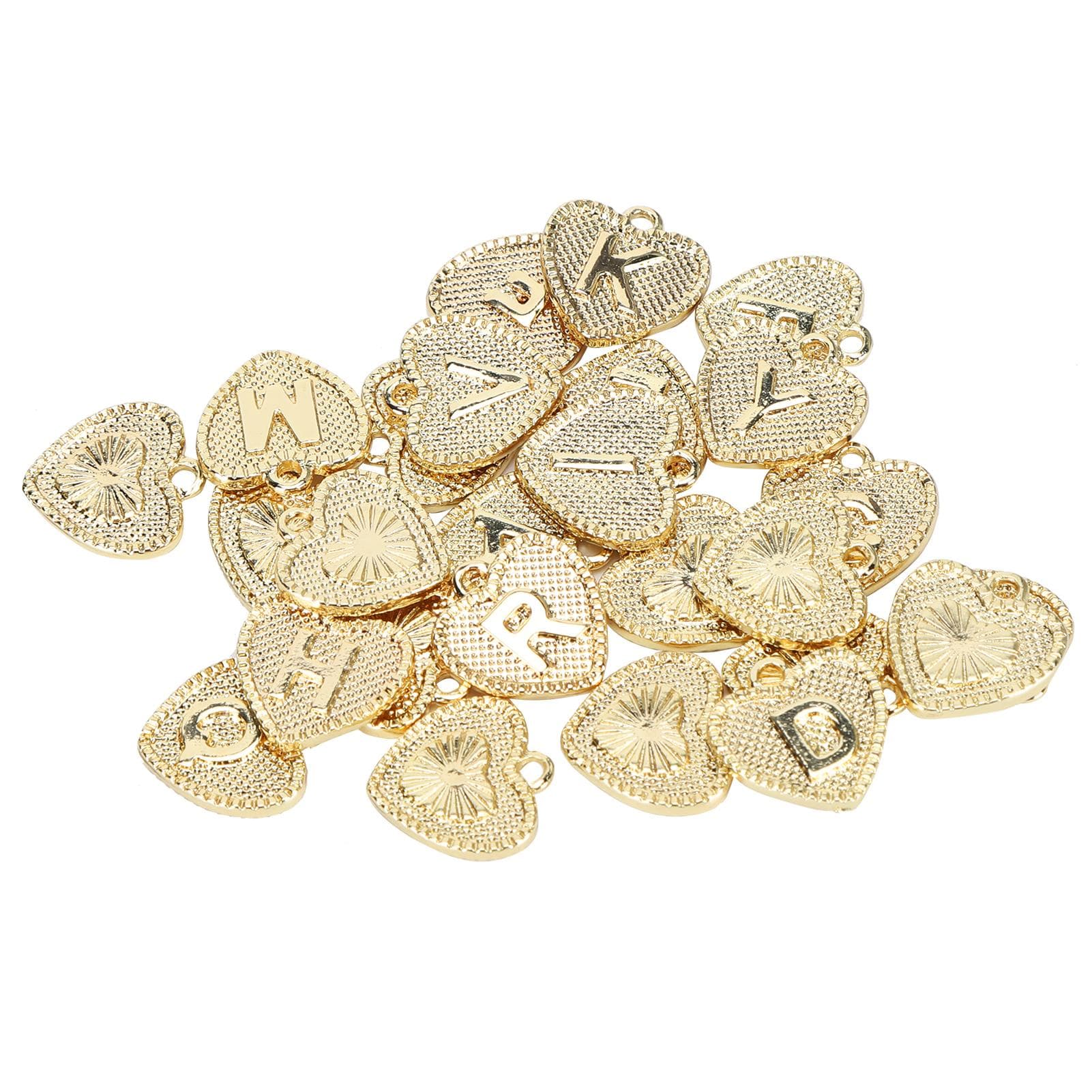 26Pcs Heart Shaped Pendant English Letters Craft Supplies DIY Jewelry Making Accessory