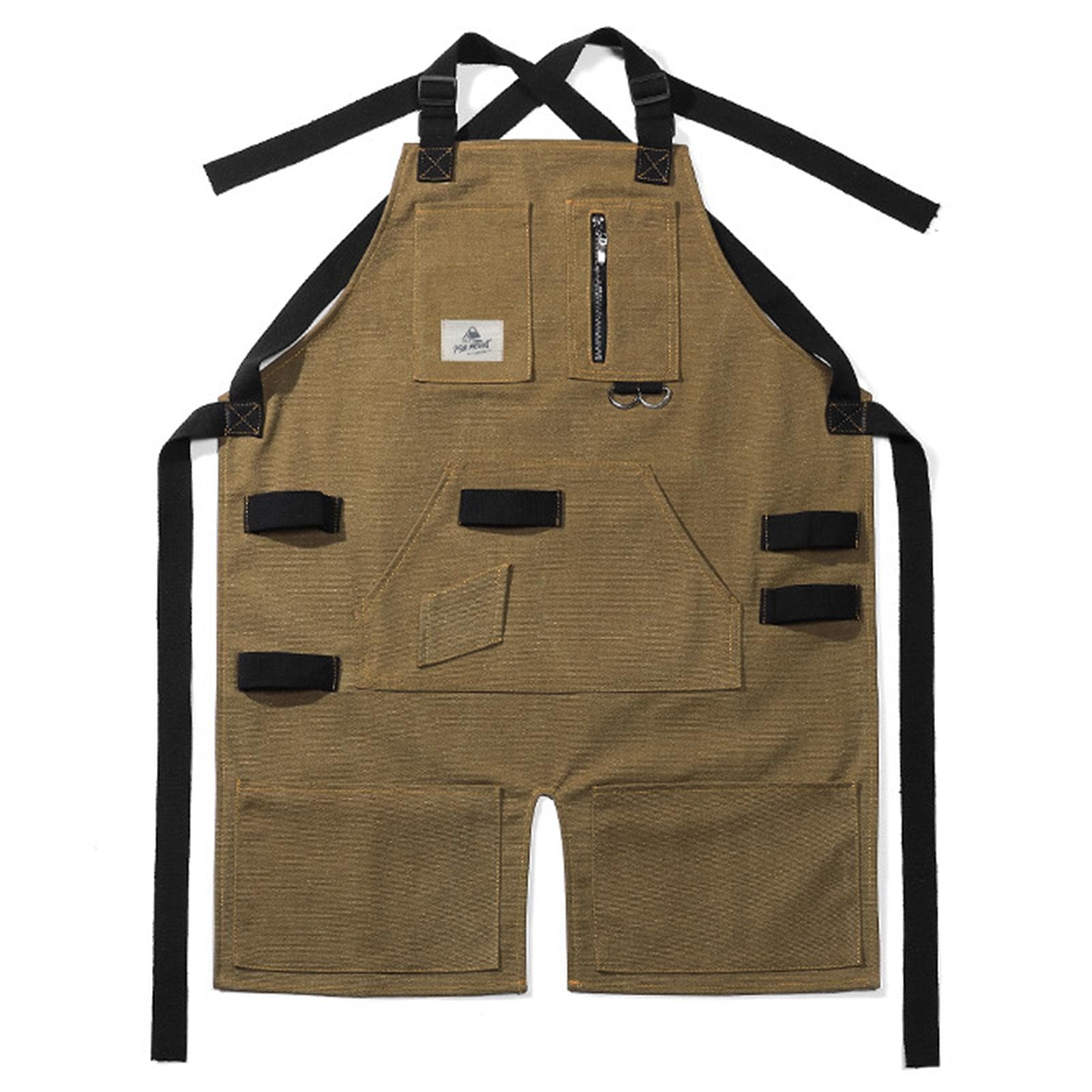 Outdoor Workwear Denim Canvas Painter Apron Gardener Apron Waterproof Large Apron khaki